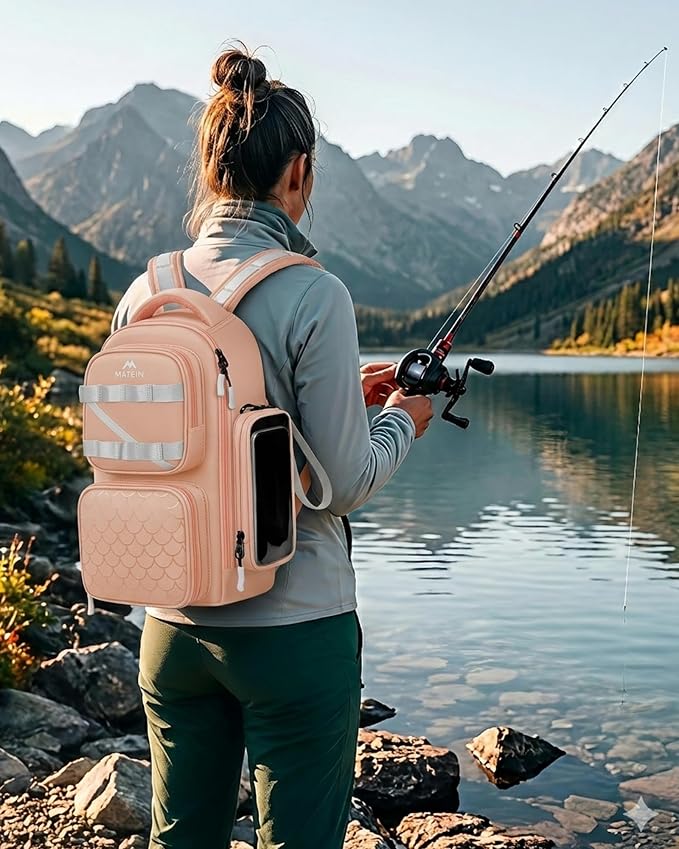 MATEIN Fishing Sling Bag with Lure Rod Holder & Phone Pouch, Waterproof 3600 Tackle Box Backpack with Removable Bait Binder