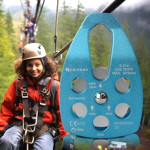SEPEAK 30kN Large Rescue Pulley Sheave with Swing Plate CE UIAA, Portable Outdoor Climbing Pulley for Backyard Zipline,Fits Rope up to 16 mm/Holds Up to 6750lbs