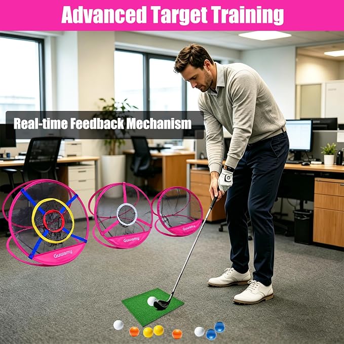 Set of 3 Golf Chipping Nets (3 Sizes) - Pop-Up Practice Targets for Indoor & Outdoor