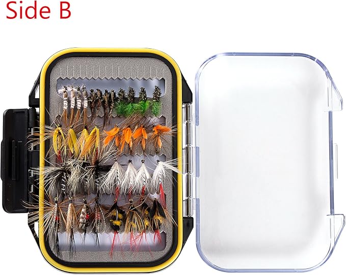 BASSDASH Fly Fishing Flies Kit Fly Assortment Trout Bass Fishing with Fly Box with Dry/Wet Flies, Nymphs, Streamers, Popper