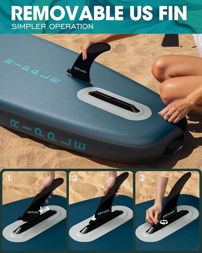 CETANA Extra Wide Inflatable Paddle Board 11'6 x 35" x 6", 450LB High Weight Capacity Wide Stable Stand Up Paddle Board for Beginners, 2–3 Person Large Paddleboard with 3 Fins, Dual Bungee, 15 D Rings