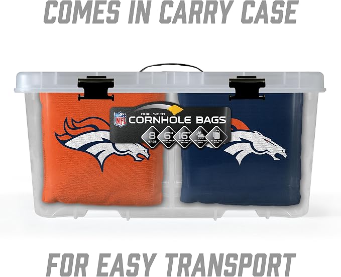 YouTheFan Officially-licensed NFL Set of 8 Cornhole Bags - All Weather Dual Sided Slide & Stop - regulation size