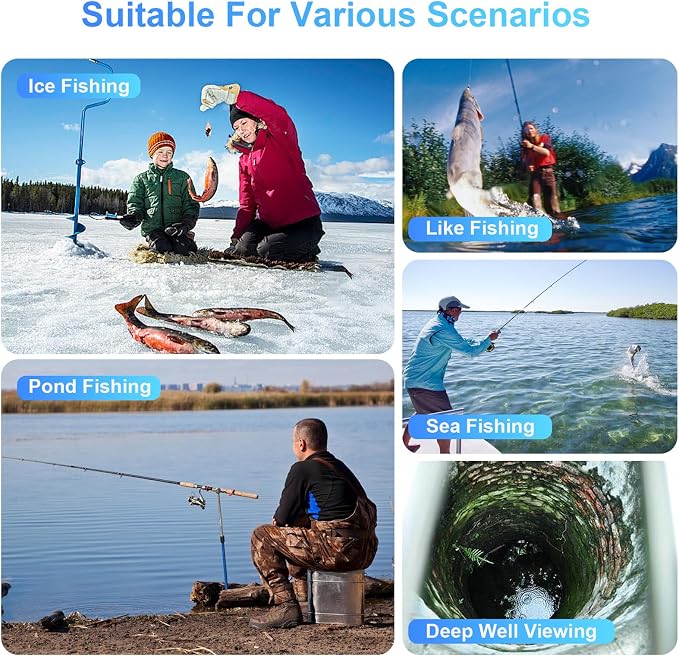 Fish Finder Camera Real Time Underwater Fishing Camera 65ft/98ft for Rod,4.3" HD LCD Monitor&IR LED Night Vision Wide Angle Lens Line Camera for Kayak Lake Boat Ice Fishing Portable Fish Finder