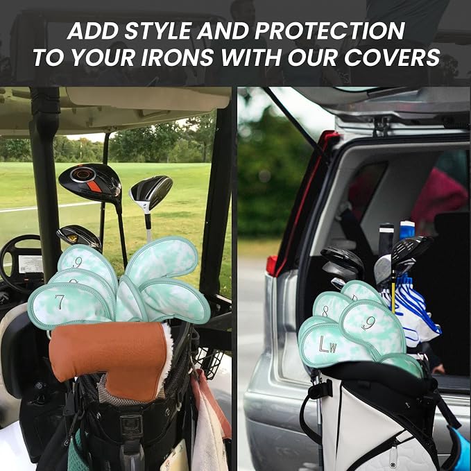 Golf Club Covers Iron Value 12 Pack Stylish Synthetic Leather Headcover, Embroidery Numbers Head Covers Universal Protector Fit Main Iron Wedge Clubs, Accessories Travel for Men Women
