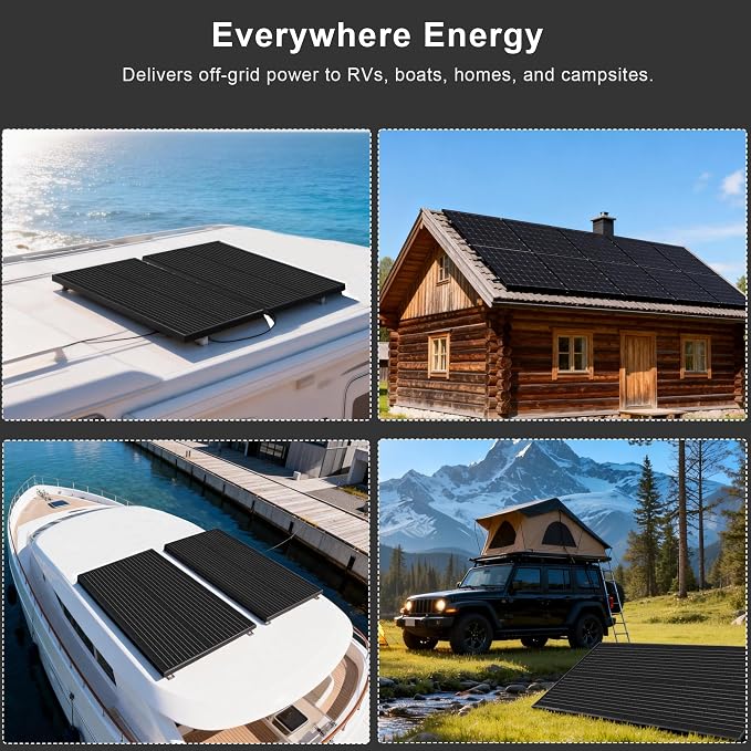 50 Watt 12Volt Solar Panel Kit Monocrystalline Module 10A Charge Controller for RV, Boats, Trailer, Camper,Off-Grid System (50w Solar kit)