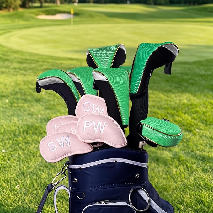 Andux 4Pcs/Set Long Neck Gold Golf Hybrids Club Head Covers with Dial No. Tag MT/HY15