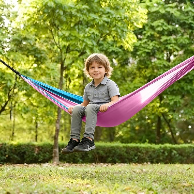 Kids Hammock, Camping Hammock with Mosquito Net, Lightweight Nylon Portable Hammock with 10ft Tree Straps,Hammocks for Travel Hiking Backpacking Beach Patio