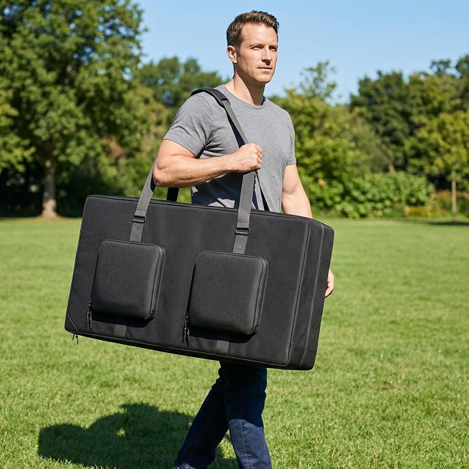 MUCITAGF Cornhole Carrying Case Fits 4' x 2' Regulation Size Board, Heavy-Duty 600D Cornhole Boards Bag with Protective Padded Foam and Extra Pockets for Cornhole Outdoor Games