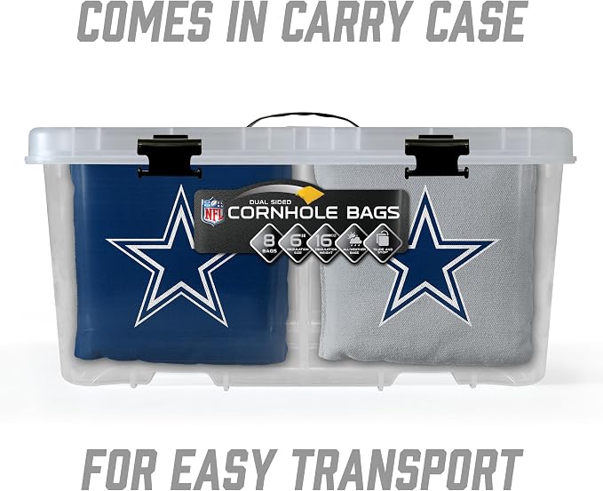 YouTheFan Officially-licensed NFL Set of 8 Cornhole Bags - All Weather Dual Sided Slide & Stop - regulation size