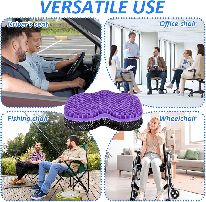 YEXEXINM 2 PCS Anti Slip Kayak Seat Cushion Thick Waterproof-Gel Breathable U Shape Seats Pad with Non-Slip Cover for Sit in Inflatable Kayak Canoe & Boat Kayak Accessories for Fishing Kayak, Purple