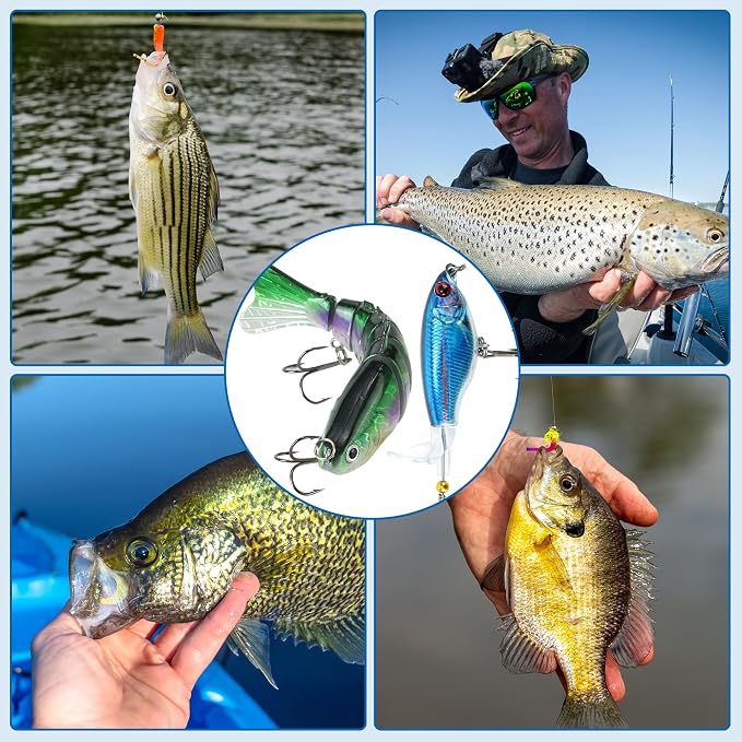 Fishing Lures Tackle Box Bass Kit,Saltwater & Freshwater Baits Set | 1.Bionic Swimbait and spinnerbaits 2.Suitable for beginners and gifts for kids 3.experiment with different techniques