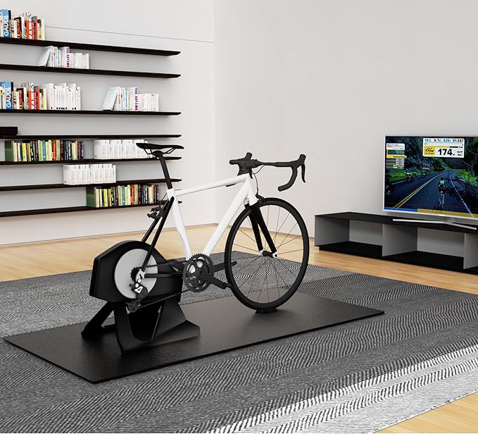 Cycleclub Bike Mat Compatible with Peloton Bike,Elliptical,Treadmill Mat, 6mm Thick, Under Exercise Bike Trainer Pad for Indoor Stationary Spin Bike Gym Equipment Hardwood Floor Carpet Protector