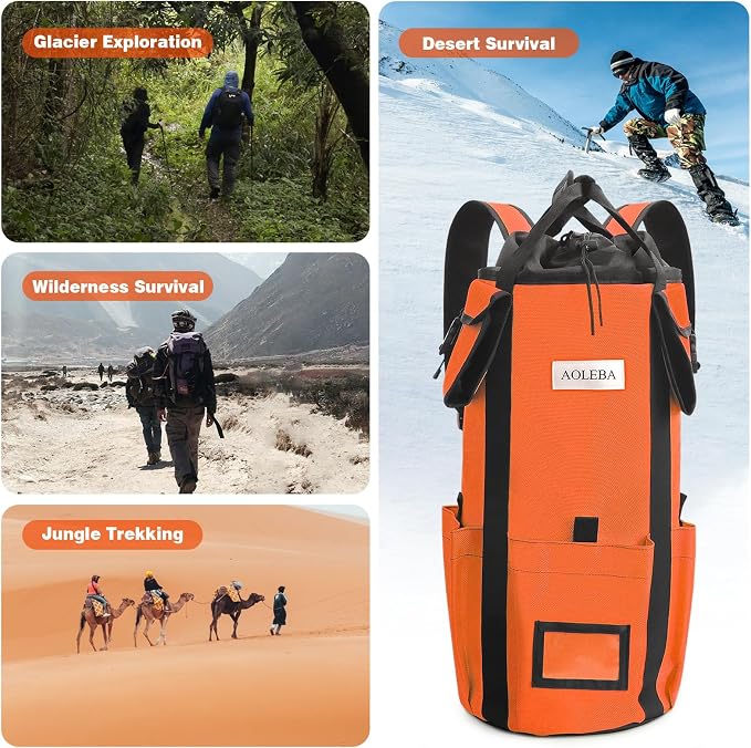 AOLEBA Arborist Rope Storage Bag Tree Climbing Rock Rope Bucket Backpack Rope Storage Bag Large Capacity 1680D Thicken Nylon Material with Hand Straps, Side Pockets
