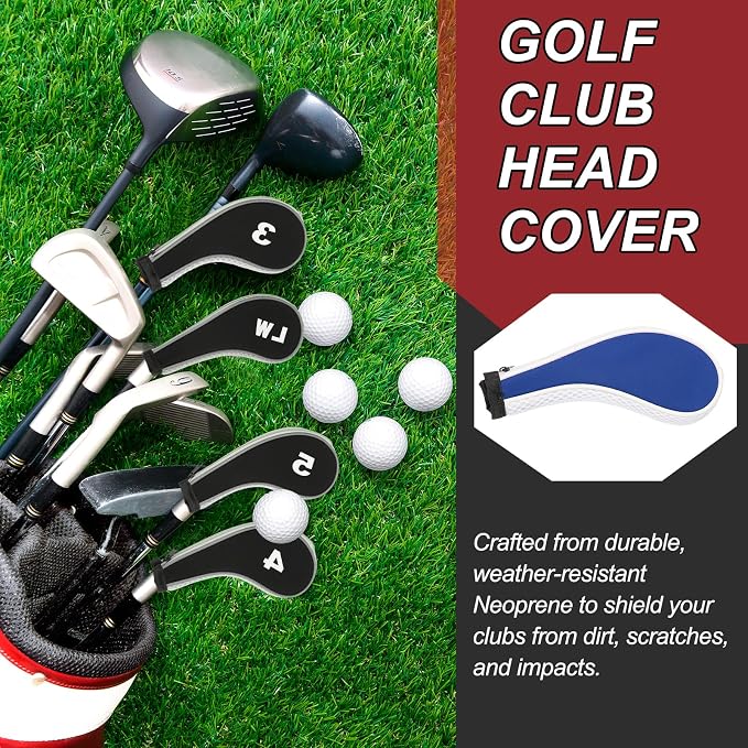 PATIKIL Golf Club Head Cover, Number Golf Club Irons Covers Neoprene Driver Headcover Golf Lovers Gifts