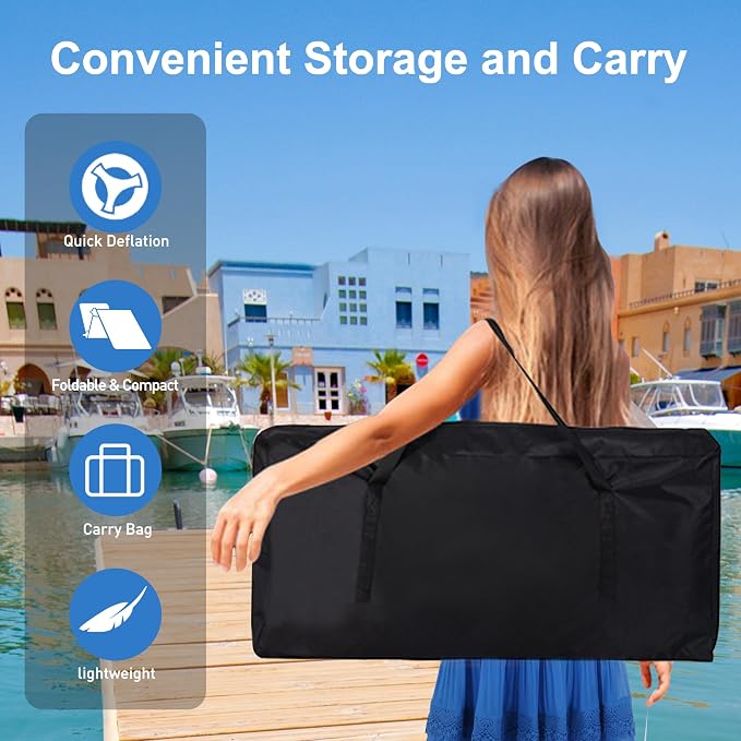 COOLWAVE 6FT/10FT Inflatable Boat Fenders, Upgraded Inflatable Boat Bumper for Docking, Heavy Duty Dock Fender with Storage Bag, Dock Bumper for Fishing Boats, Jet Skis, Yachts, 1Pack