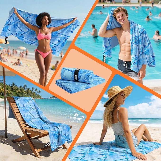 Microfiber Sweat Towel Quick Dry Lightweight Absorbent 2 Pack, Fast Drying 30‘’ X 60‘’ Negative Ions Odorless Gym Towels for Men & Women Yoga Travel Outdoor Camping Gym Beach (Navy Blue Tree)
