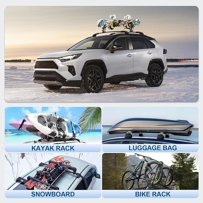 Roof Rack Cross Bars Compatible with Toyota RAV4 Adventure/TRD Off-Road 2019-2025, 300LBS Heavy Duty Adjustable Aluminum Cargo Bar for Rooftop Carrier, Cross Bars for Luggage, Kayak, Bike, Snowboard