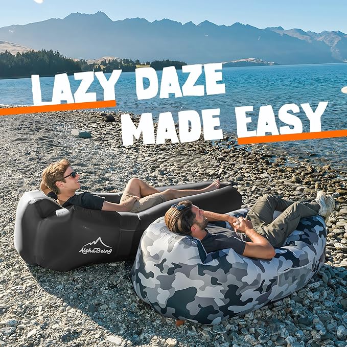 AlphaBeing Inflatable Lounger Beach Chair Accessories, Air Sofa Hammock Inflatable Couch for Camping Backyard Lakeside with Compression Sacks, Ideal Outdoor Gifts for Adults