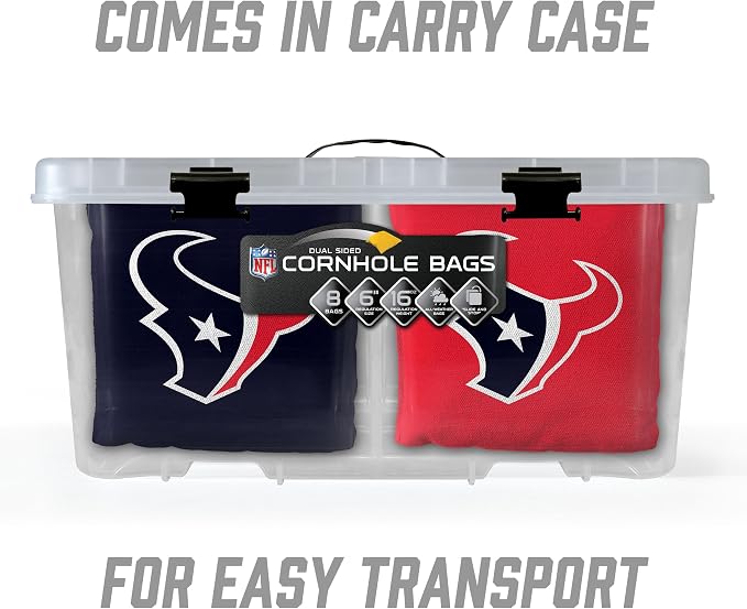 YouTheFan Officially-licensed NFL Set of 8 Cornhole Bags - All Weather Dual Sided Slide & Stop - regulation size