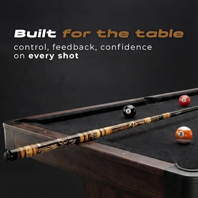 IgnatGames Premium Pool Cue Stick – 58" 2-Piece, Canadian Maple Cue with 12.5mm AirStrike Shaft, Premium Case & Accessories
