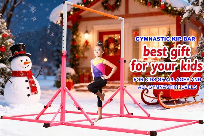 Marfula Gymnastic Bar For Kid and Teenage of 3-25, 5Ft/8 FT Base Length 4Ft Width 5Ft Adjust Height, Gymnastic Kip Bar For Gymnast, Gymnastic Training Equipment For Professional Training Home Club Use