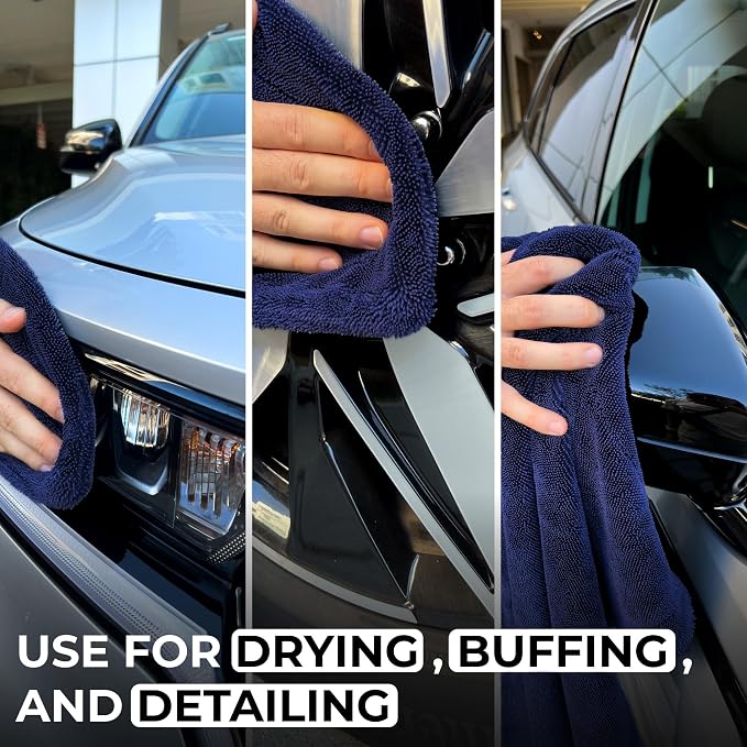 XL Car Drying Towel,1300 GSM Professional Car Towel with Double Twisted Loop, Car Drying Towels Extra Large Super Absorbent, Microfiber Drying Towels for Cars, Trucks - 40"x24", Navy 4-Pack