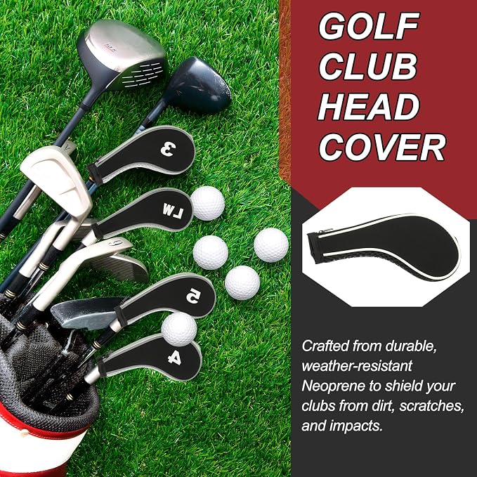 PATIKIL Golf Club Head Cover, Number Golf Club Irons Covers Neoprene Driver Headcover Golf Lovers Gifts