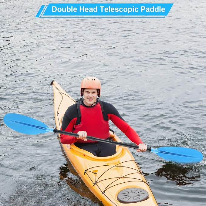 Kayak Paddle for Adults,70 to 95in Paddle Board Paddles Telescopic Frosted Pipe Shaft Kayaking Boating Canoeing with 1 Free Paddle Leash Double Oar Float Paddle Sturdy Durable