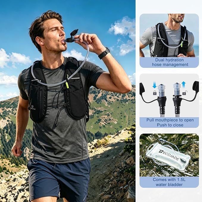 BECOJADDE 5L Running Vest for Women, Hydration Backpack Lightweight & Breathable for Trail Running, Marathon, Hiking, Cycling