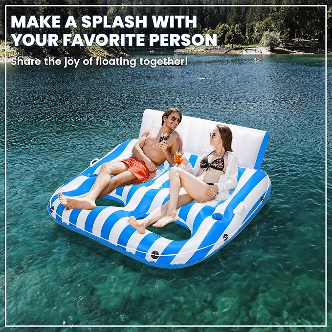 Inflatable Pool Lounger Float for Adults, Large Pool Floats Chair Lounge with Handles and Cup Phone Holder, Water Float Tanning Pool Party Toys for Outdoor, Beach, Swimming Pool, Lake, River