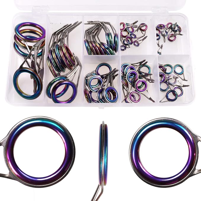 QualyQualy Fishing Rod Tip Repair Kit 40pcs/75pcs Fishing Rod Guides Stainless Steel Ceramic Ring Rod Tip Guide Replacement Baitcasting Fishing Rod Repair Kit