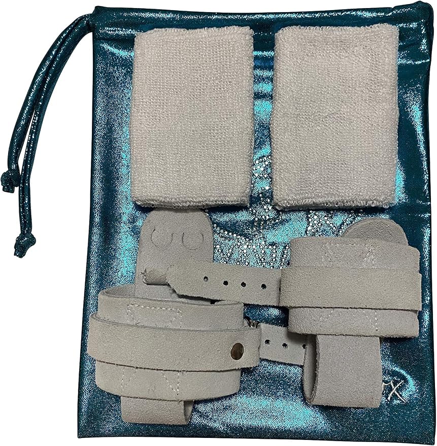 LIL'FOX 8"x10" Drawstring Gymnastics SMALL GRIP BAG 26x20cm - Lightweight Bag for Personal Equipment - Shiny Foil Rhinestones
