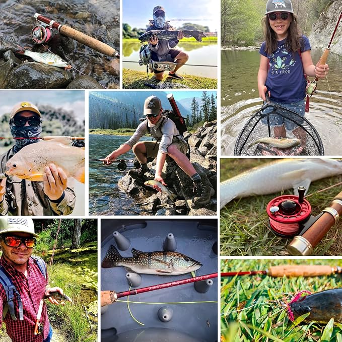 Aventik Whisperer Fly Fishing Rod 4 Pieces, 6FT 0/1/2/3wt, 7FT 3/4wt, 24T Corbon Fiber Fast Action Super Compact Freshwater Ultra Light Fly Rod with Cordura Rod Tube