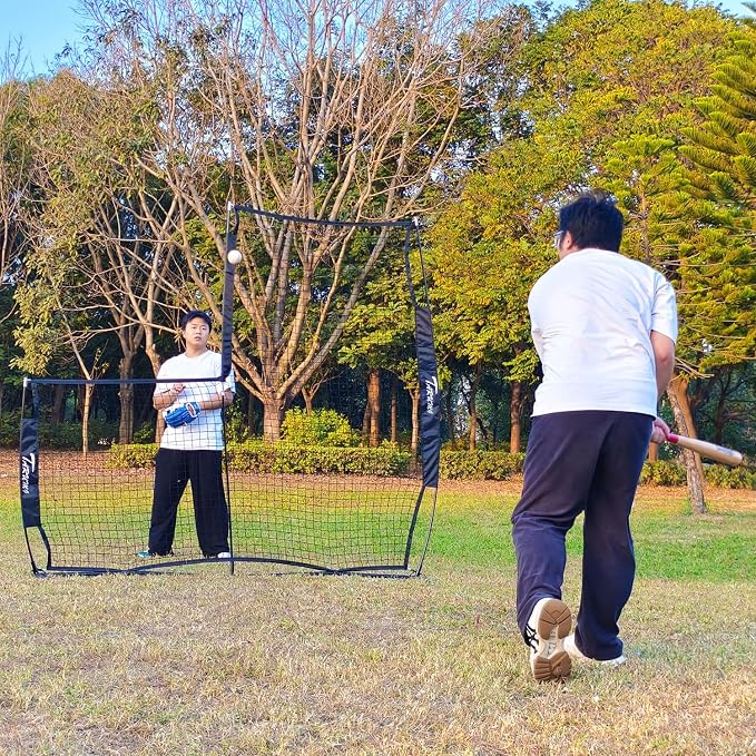 Baseball Softball Pitching Screen, Pitcher Protection Net with Upgrade Frame, Baseball Batting Pitching Net for Backyard Field Outdoor, L Screen or I Screen-Pitcher Protection Net with Carry Bag
