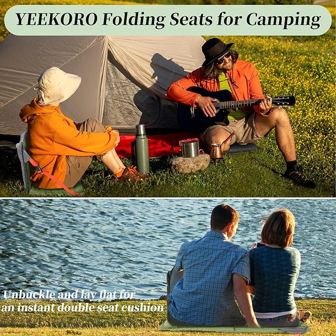 Inflatable Folding Seats, Portable Chairs with Back Support, Foldable and Lightweight Seat for Camping/Sporting Events,Stadium Seats with Storage Bag Lounge Chair