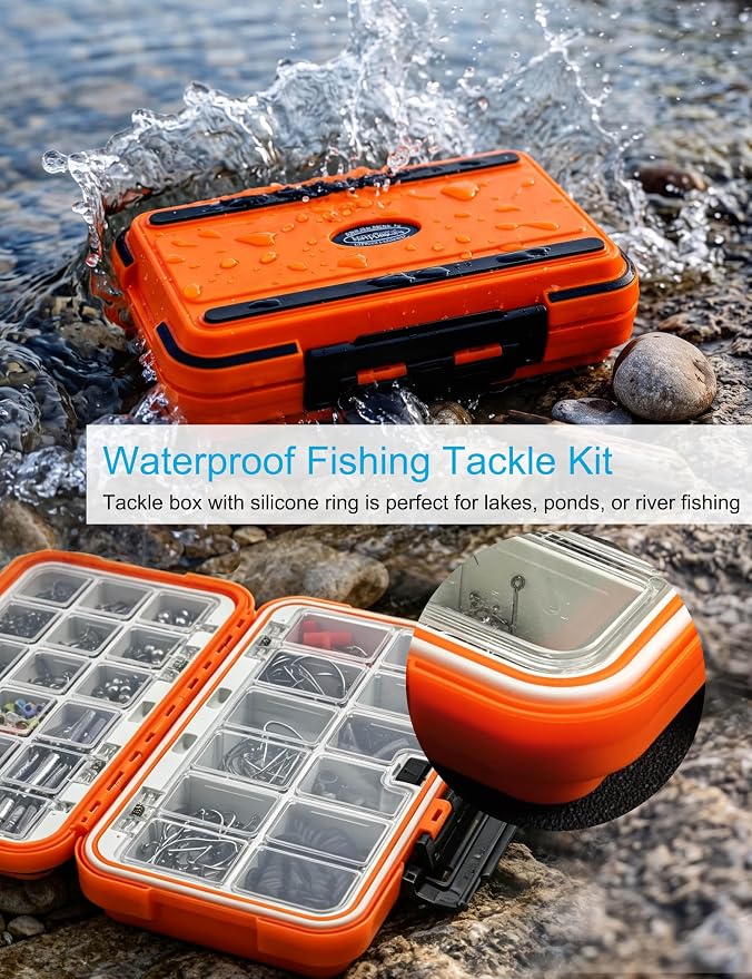 471pcs Fishing Accessories Kit Tackle Box with Tackle Included | Terminal Tackle Kit with Fishing Hooks, Sinker Weights, Swivels, Snaps, Beads, O-Rings, Bobbers, Fishing Gear Set Equipment