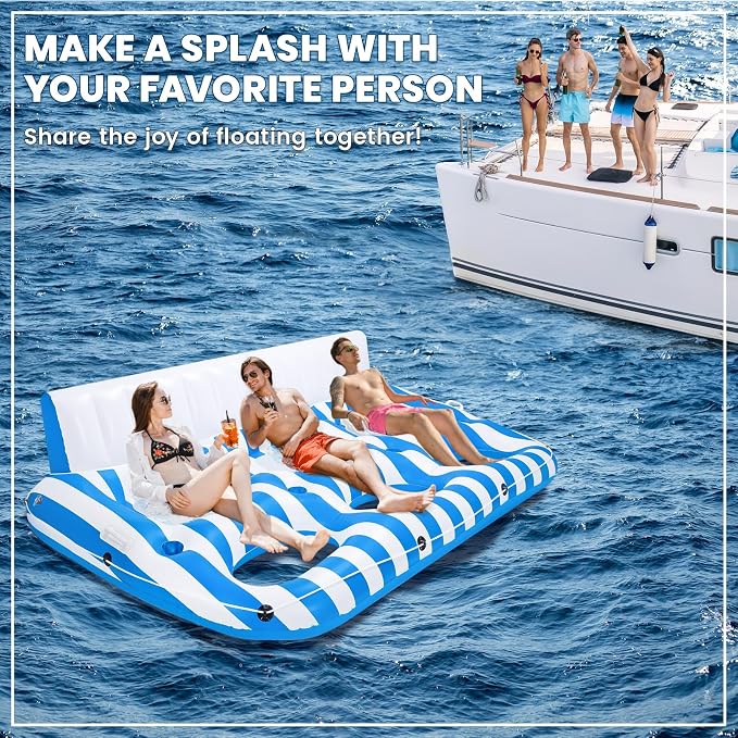 Inflatable Pool Lounger Float for Adults, Large Pool Floats Chair Lounge with Handles and Cup Phone Holder, Water Float Tanning Pool Party Toys for Outdoor, Beach, Swimming Pool, Lake, River