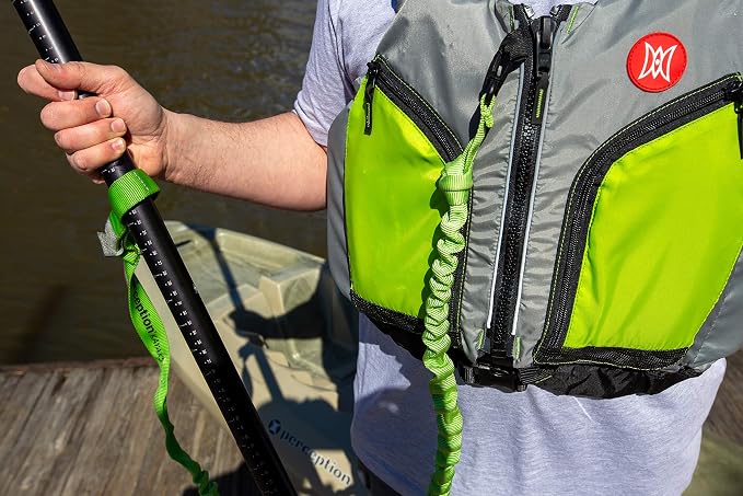 Perception - Paddle & Rod Leash for Kayaks, Green, One Size