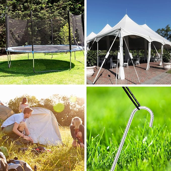 ABCCANOPY 12 inch Heavy Duty Ground Stakes J Hooks for Camping Tent Heavy Duty Metal Ground Anchors, 8 Pack