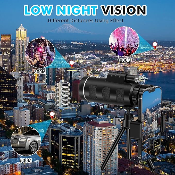 40x60 Monocular Telescope with Smartphone Adapter and Telescope Case High Powered Monocular, Compact Monocular for Wildlife, Hunting, Camping, Travel &Outdoor Adventures