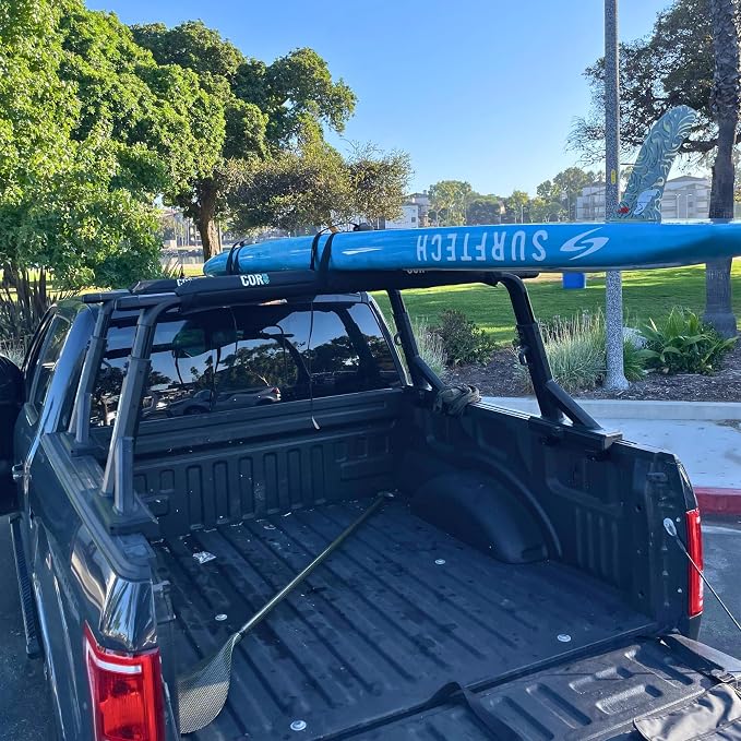 Aero Roof Rack Pads and Premium Scratch Resistant Silicone Buckle Tie Down Straps for Surf, SUP, Kayak and Canoe (28" Wide & 15' Straps) by COR Surf
