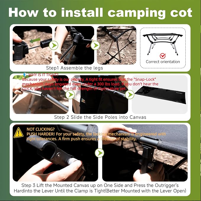 Lightweight Camping Cot for Adults, Foldable Sleeping Cot with 300 lbs Capacity, Portable Compact for Backpacking, Hiking, Travel, Office Nap, Quick Setup 1Pack | Flyernature