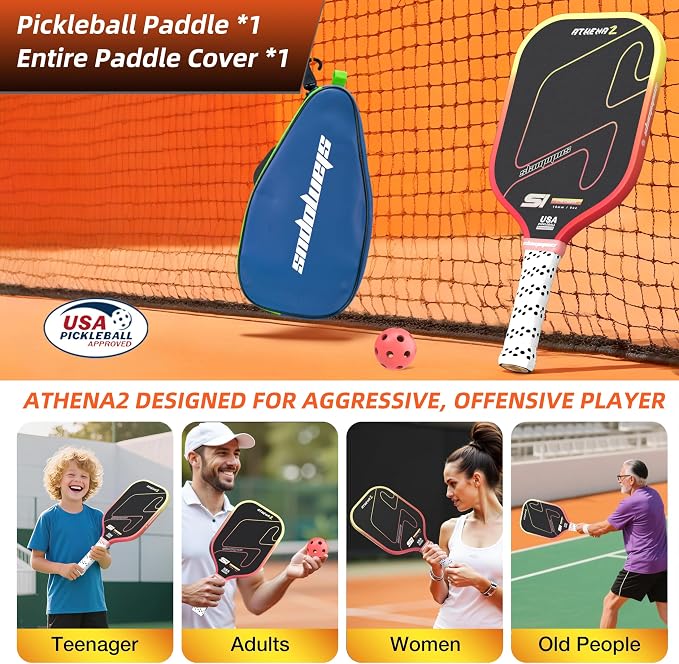 Raw Carbon Fiber Pickleball Paddles | T700 Pickleball Paddles with 16mm Polymer Honeycomb Core & Overgrips| Premium Pickle Ball Racket Enhanced Control & Spin & Power| USAPA Approved