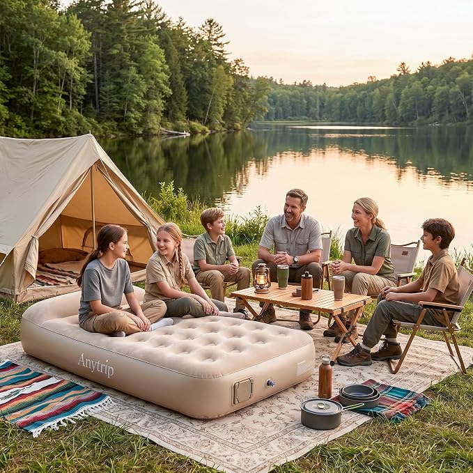 10'' Twin Camping Air Mattress Built in Pump with 2" Raised Pillow – Twin Blow Up Mattress Portable Inflatable Air Bed for Home Guest Camping Travel Outdoor