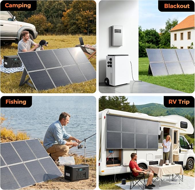 400W Portable Solar Panel for Power Station, 36V Foldable Solar Charger with DC/XT60/Anderson Cable & QC3.0 USB Outputs, 23% High Efficiency IP65 Waterproof Kickstands for Outdoor Camping RV