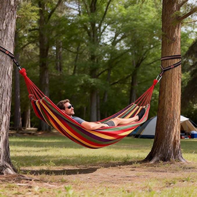 Outdoor Amacas Garden Camping Hammock,Hammock Portable with Carrying Bag for Patio Yard Garden Backyard Porch Travel 