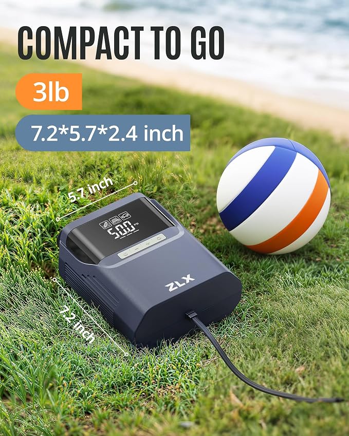 ZLX Paddle Board Pump, 50PSI SUP Pump with 12V DC Car Connector-No Battery, High Pressure Dual Stage Inflation & Deflation Paddle Board Accessories for Inflatables, Kayaks, Boats, Tent, Air Mattresses