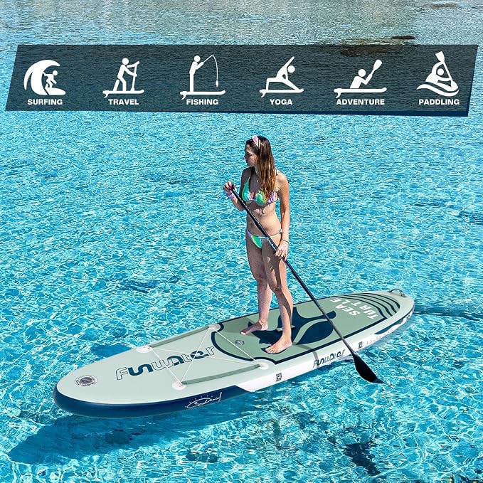 FunWater Inflatable Stand Up Paddle Board with Premium SUP Paddleboard Accessories, Anti-Slip EVA Deck, 11'6''/11'/10'6'' Paddle Boards for Adults & Youth of All Skill Levels