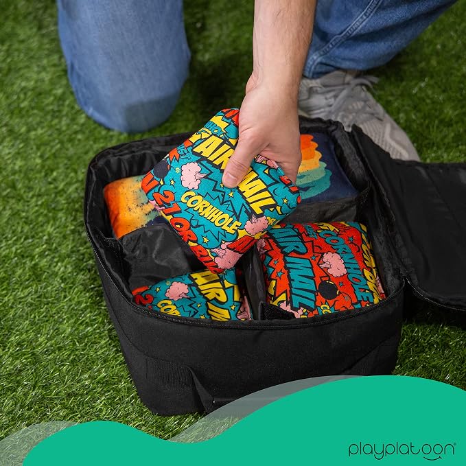 Play Platoon Cornhole Bag Carrying Bag, with 4 Separation Pouches, Black