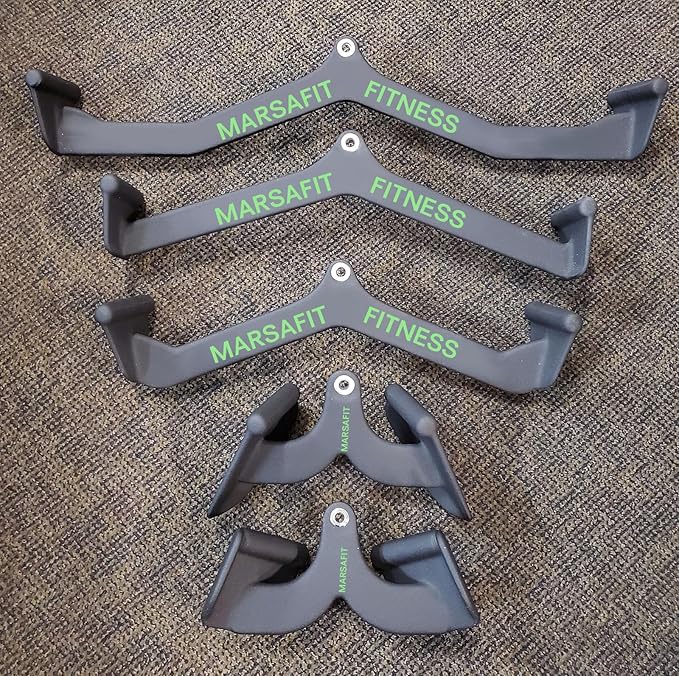 MARSAFIT Home Gym Fitness Rowing T-bar V-bar Pulley Cable Machine Attachment, Bicep Curl Tricep LAT pulldown Bar Back Strength Training Handle Grips LAT Pull Down Bar for Seat Row Workout